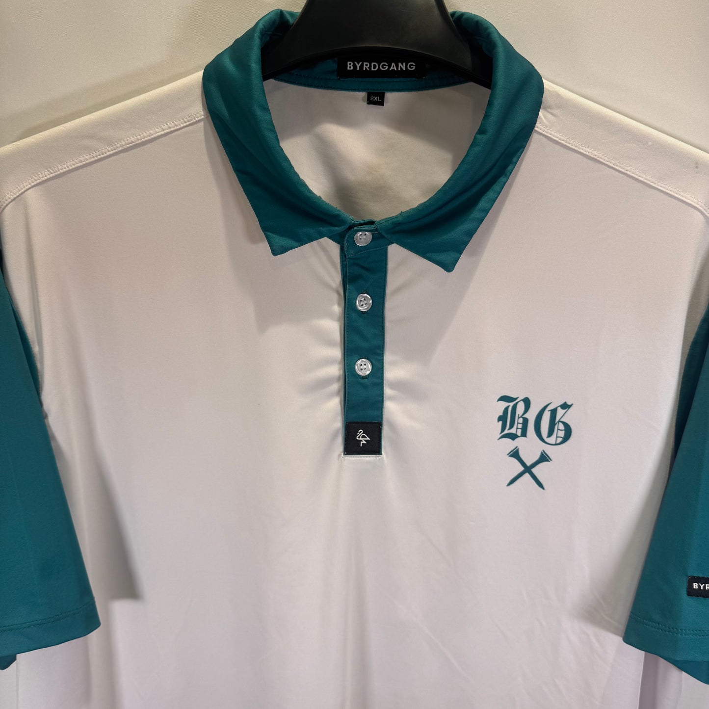BYRD GANG White/Green Polo (Preloved)