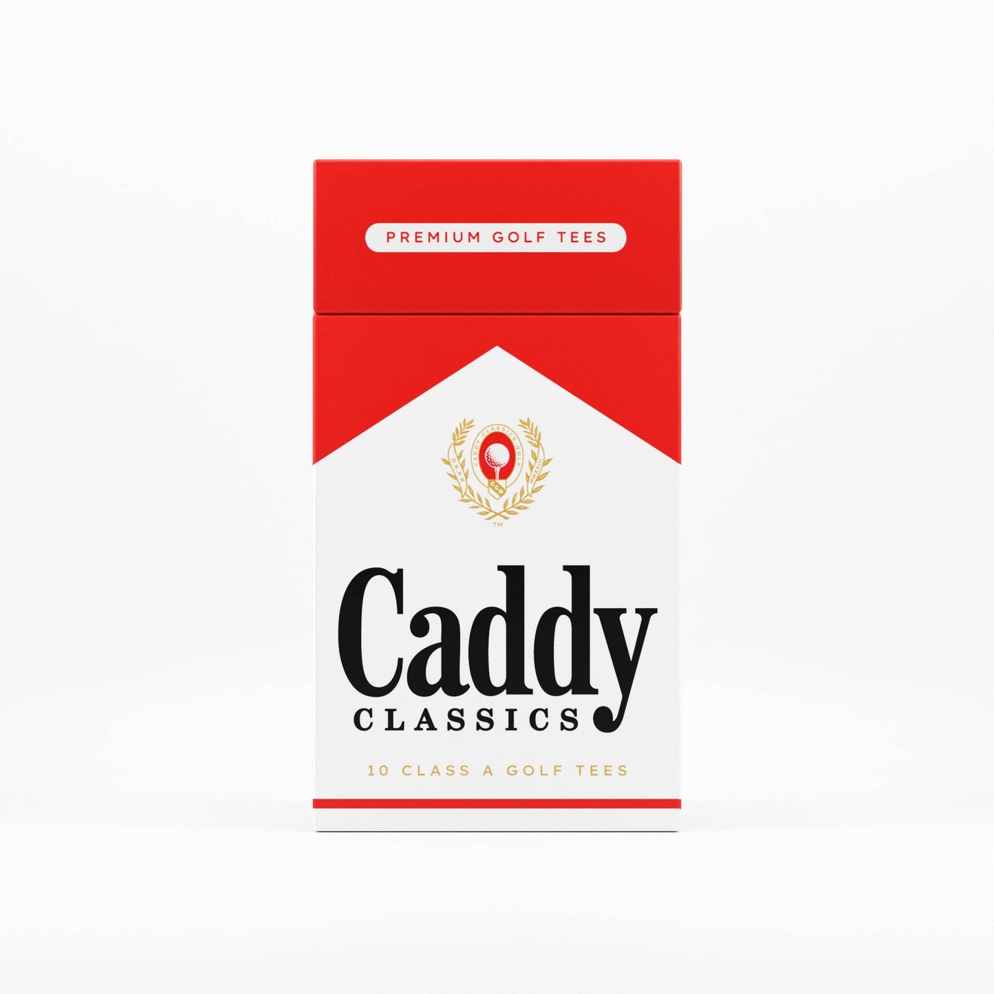 Caddy Classics Royal Reds | Golf Tee Holder + 10 Bamboo 2¾ Inch Tees