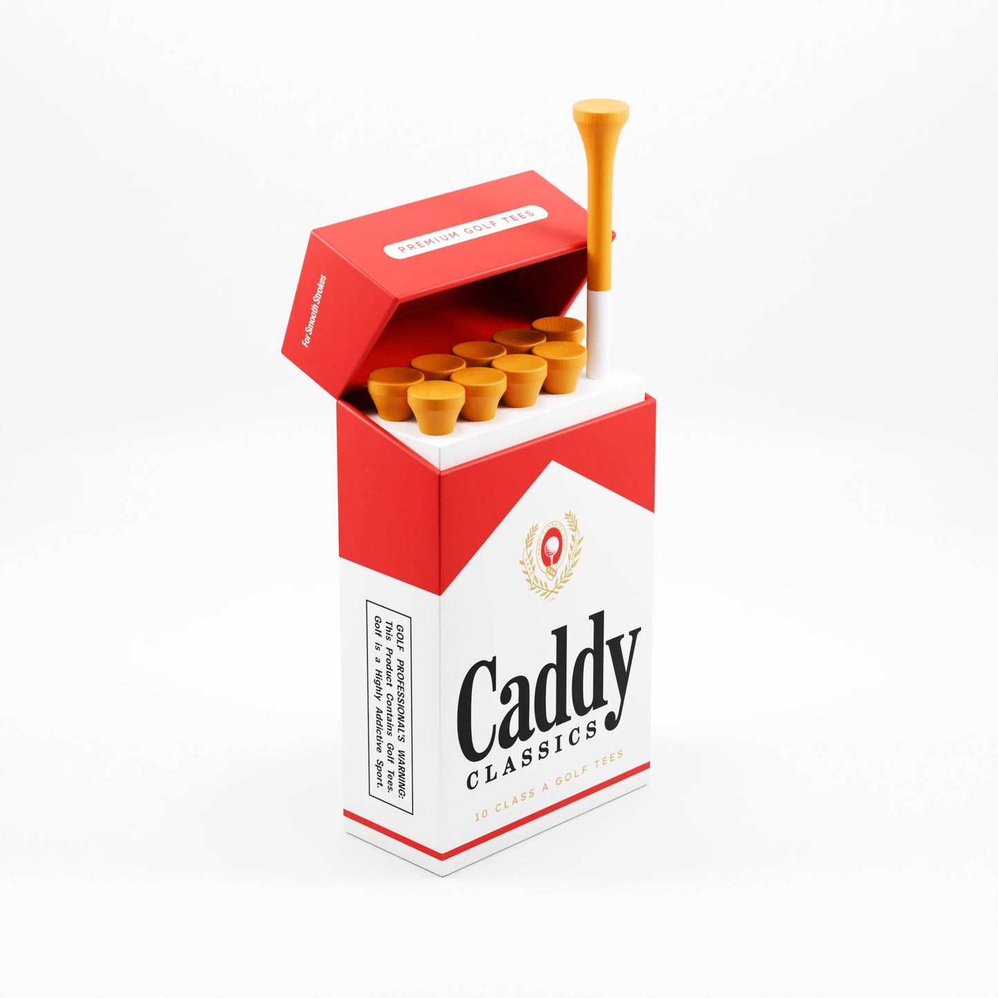 Caddy Classics Royal Reds | Golf Tee Holder + 10 Bamboo 2¾ Inch Tees