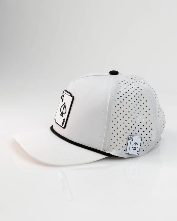 Pins & Aces - ACE/KING WHITE - PERFORATED ROPE Hat (New)