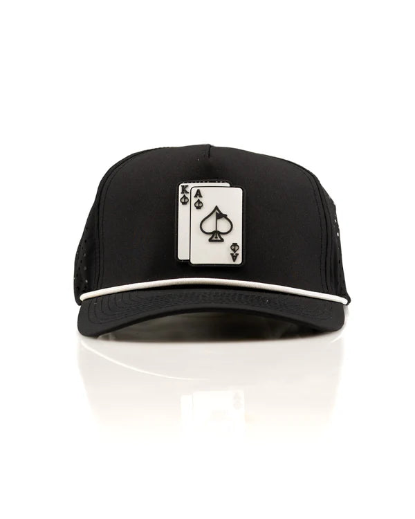 Pins & Aces - ACE/KING BLACK - PERFORATED ROPE Hat (New)